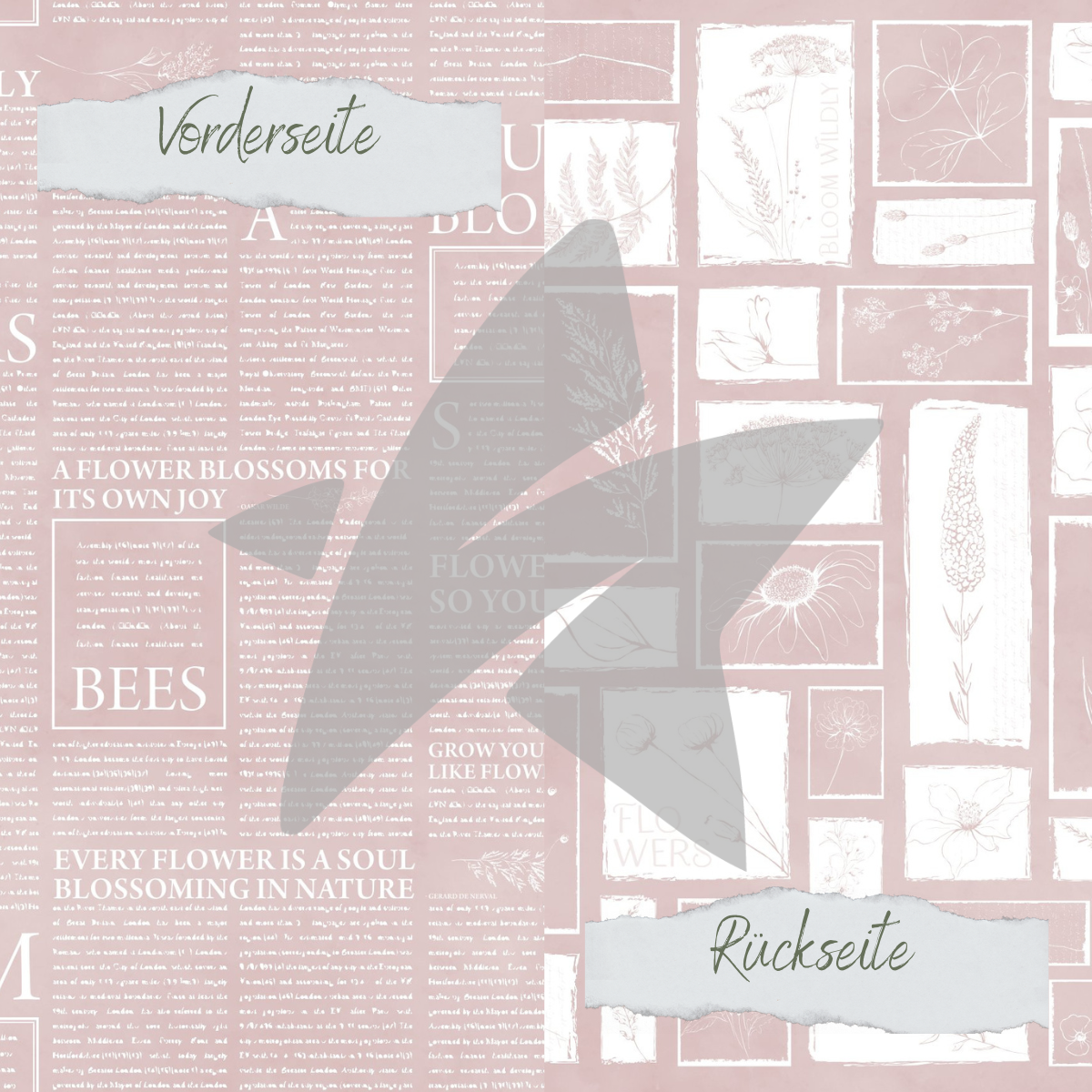 Papel de diseño - Basic - Blush - Newspaper + Wildflowers - Impreso por las dos caras