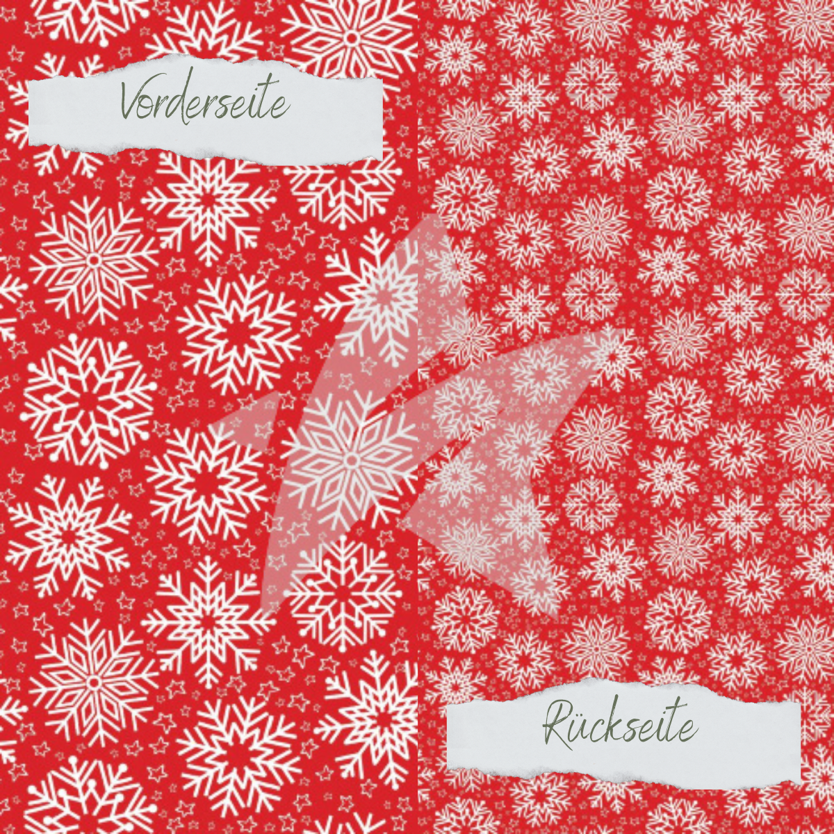 Papel de diseño - Designline - Copos de nieve - Rojo - Impreso por las dos caras