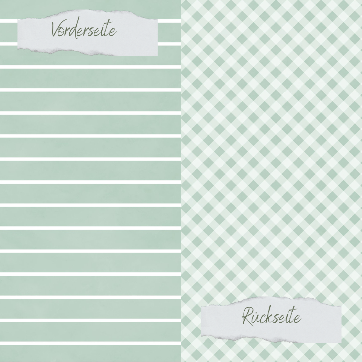 Papel de diseño - Basic - Vintage Mint - Breite Linien + Karos - Doppelseitig bedruckt