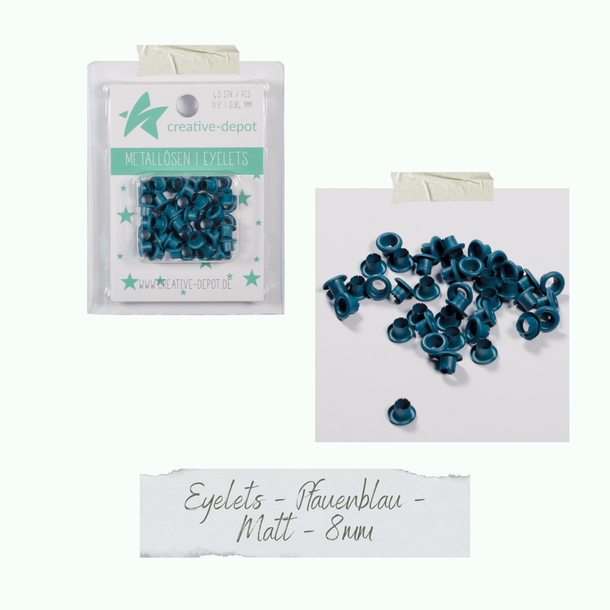 Eyelets - Pfauenblau - Matt - 8 mm