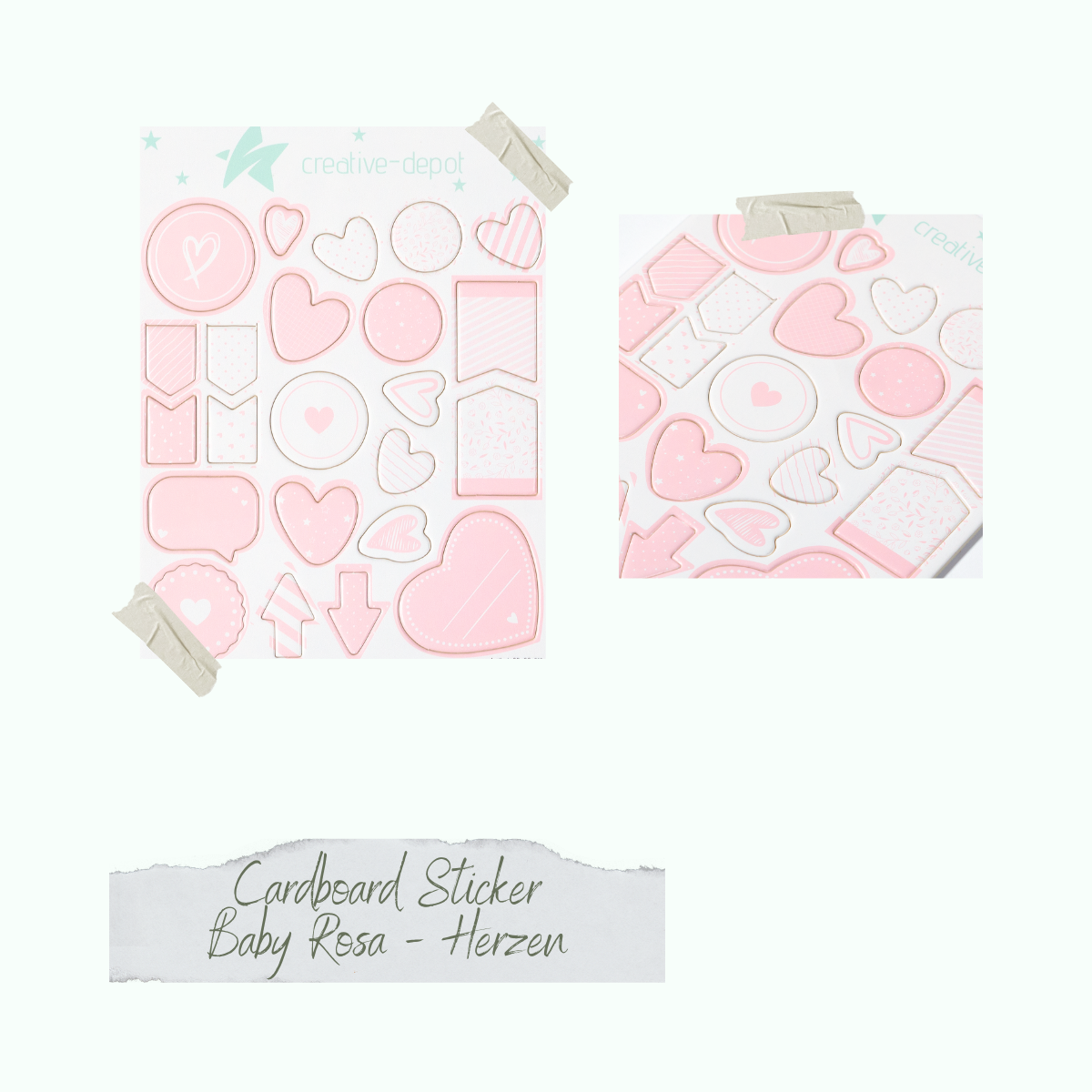 Cardboard Sticker - Baby Rosa - Herzen