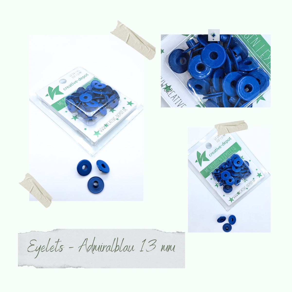 Breite Eyelets - Admiralblau - 13mm