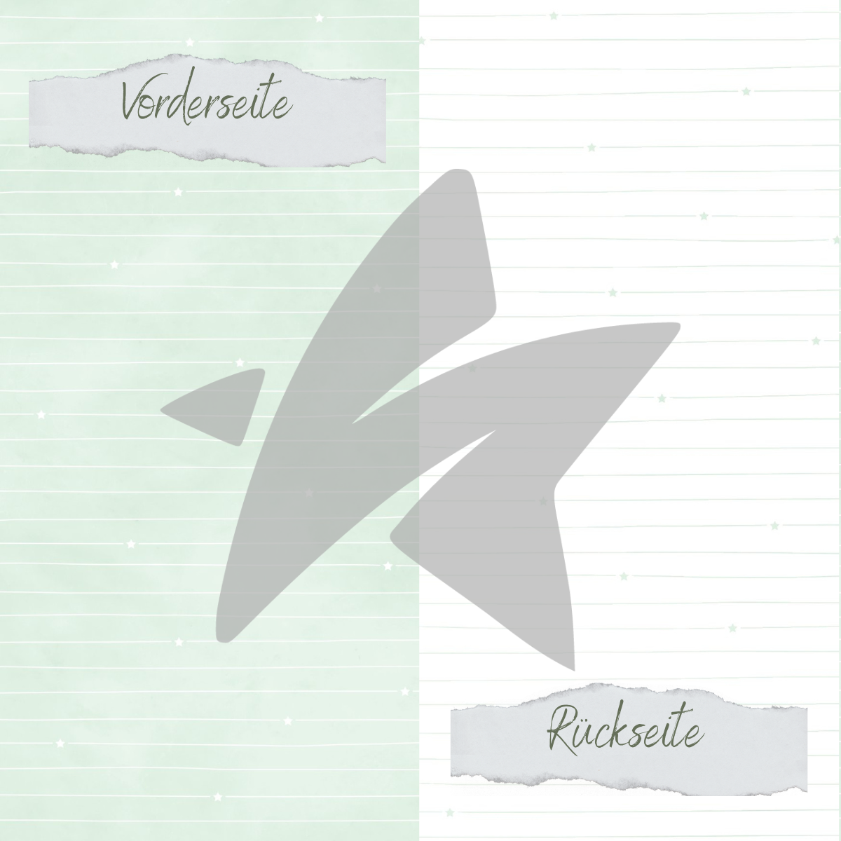 Papel de diseño - Basic - Babymint - Doodle Linien mit Sternchen - Impreso por las dos caras