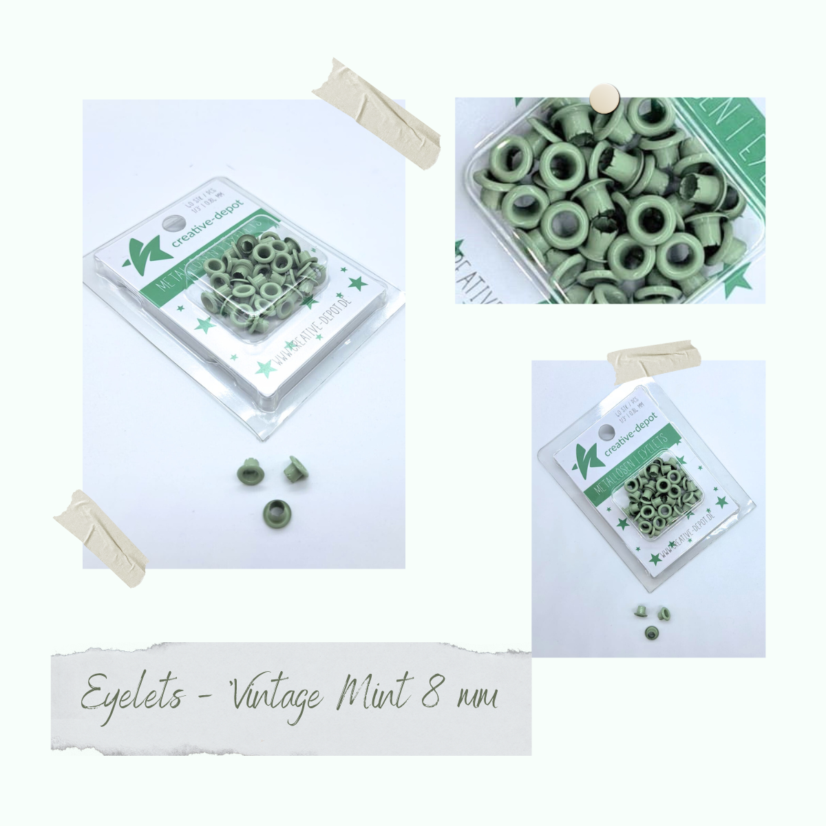 Eyelets - Vintage Mint - 8mm