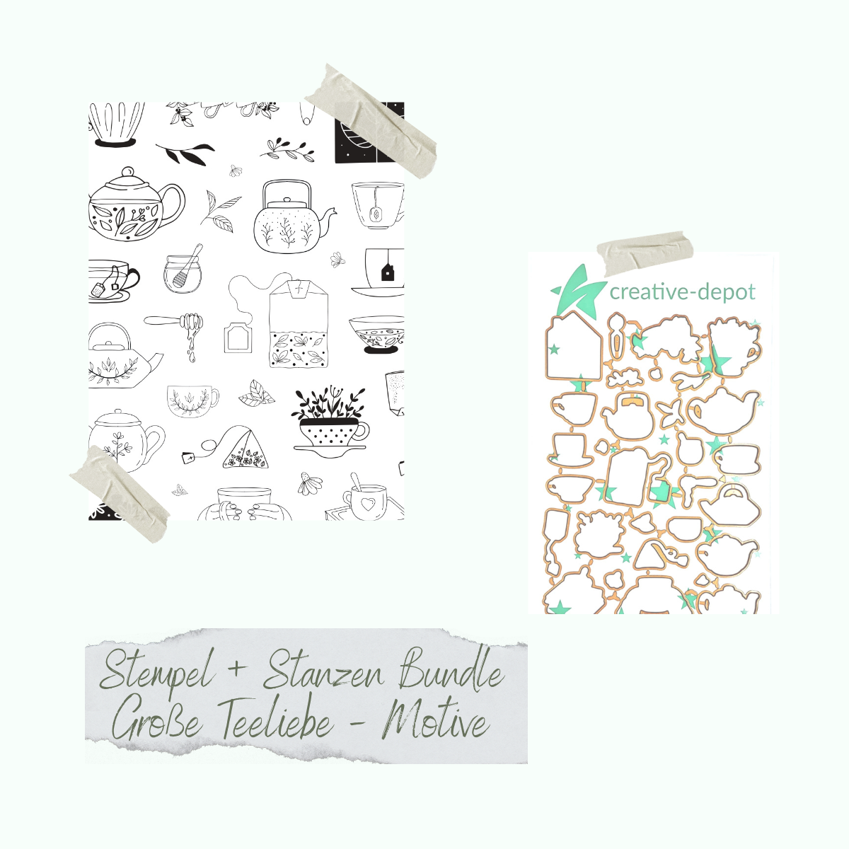 Bundle - Stamp Set & Punzones - Große Teeliebe - Motivos