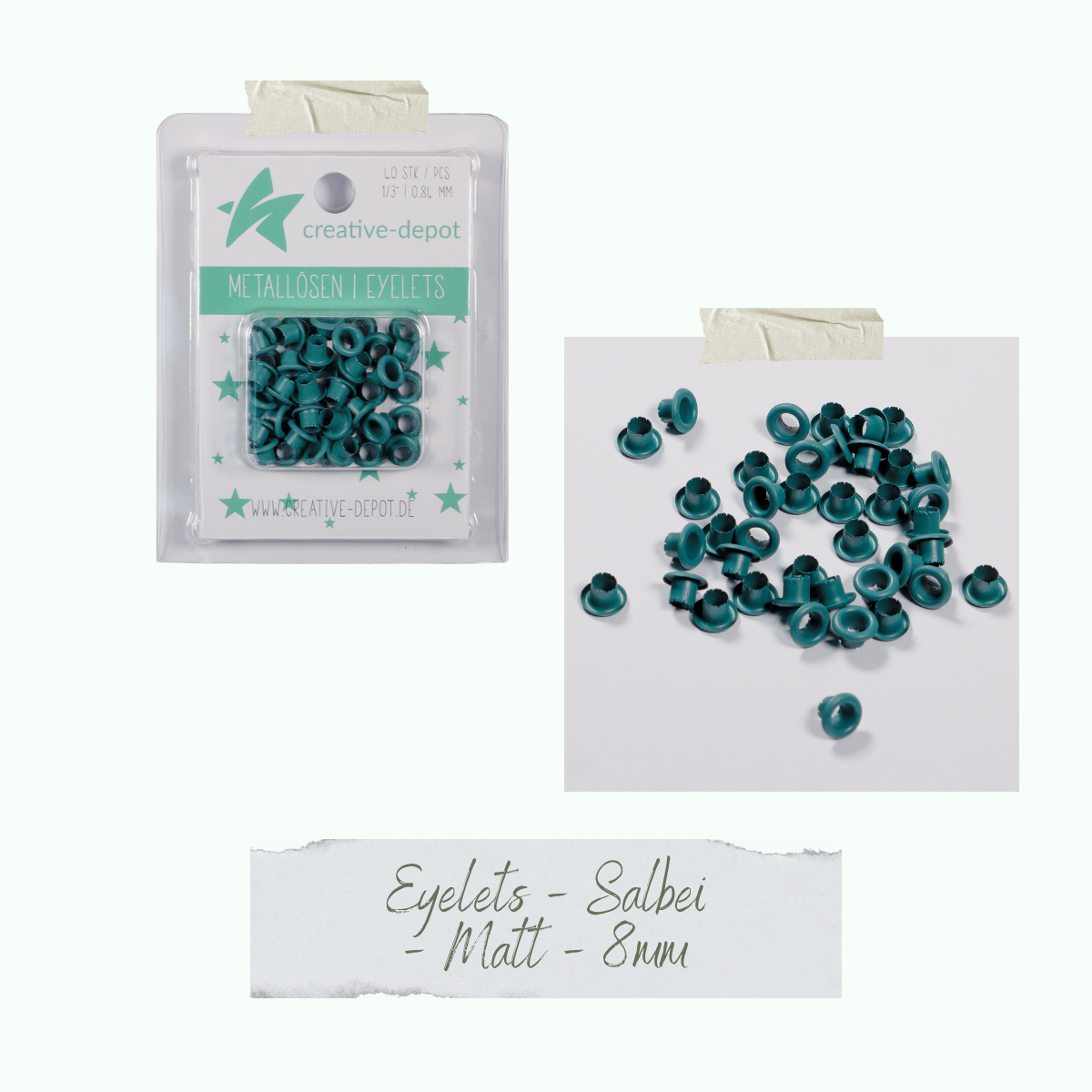 Eyelets - Salbei - Matt - 8 mm