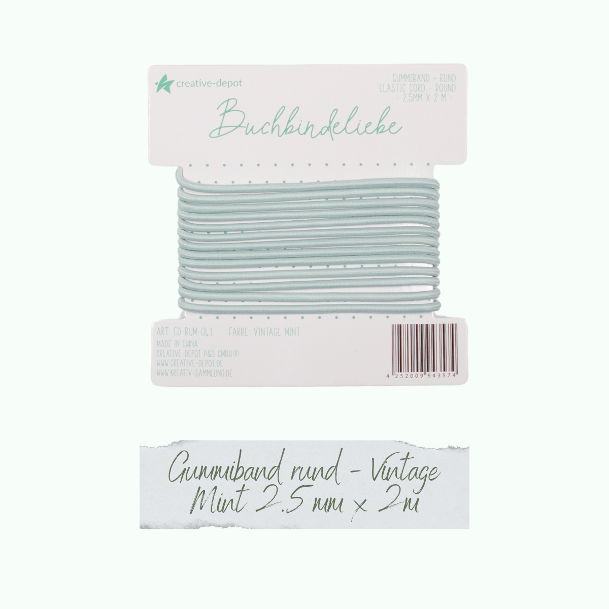 Buchbindeliebe - Gummiband - Vintage Mint - rund