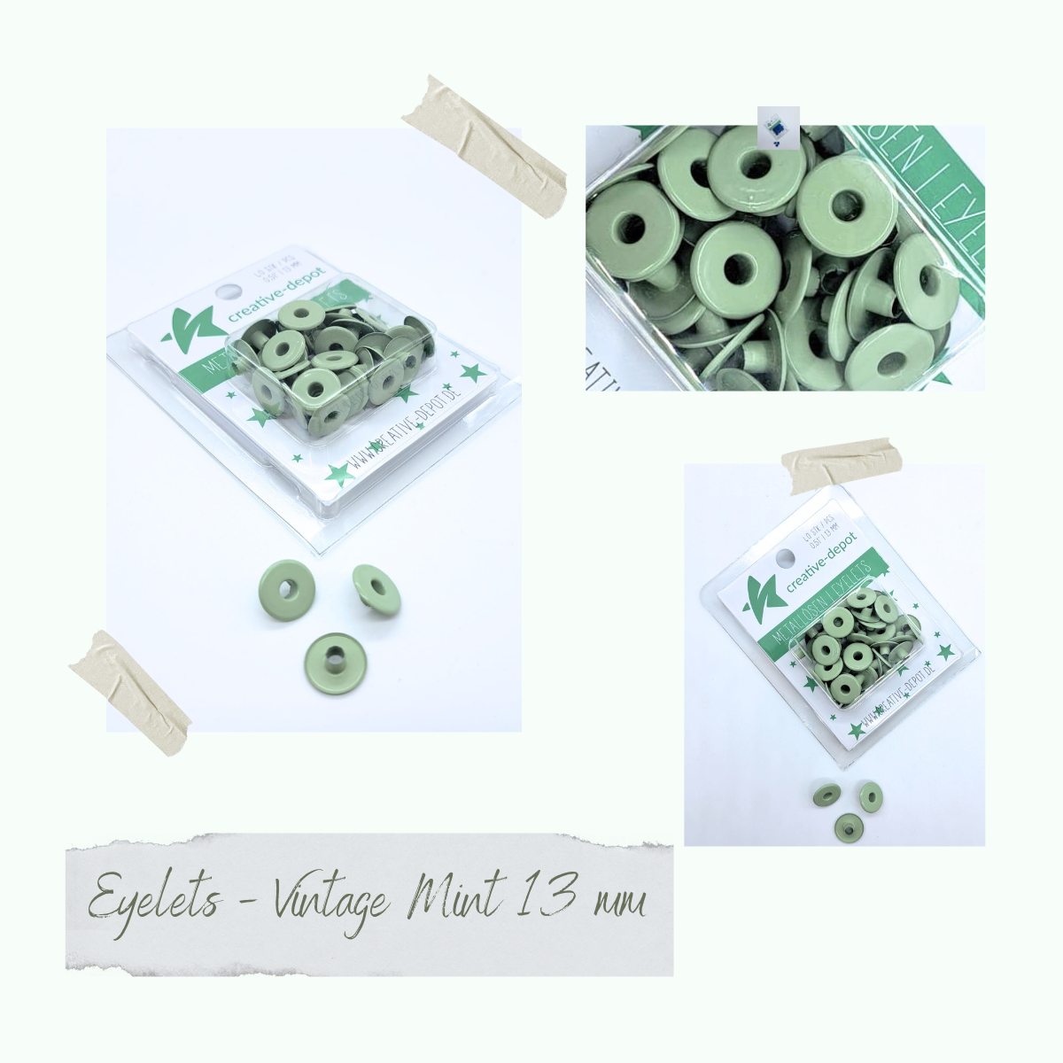 Breite Eyelets - Vintage Mint - 13mm