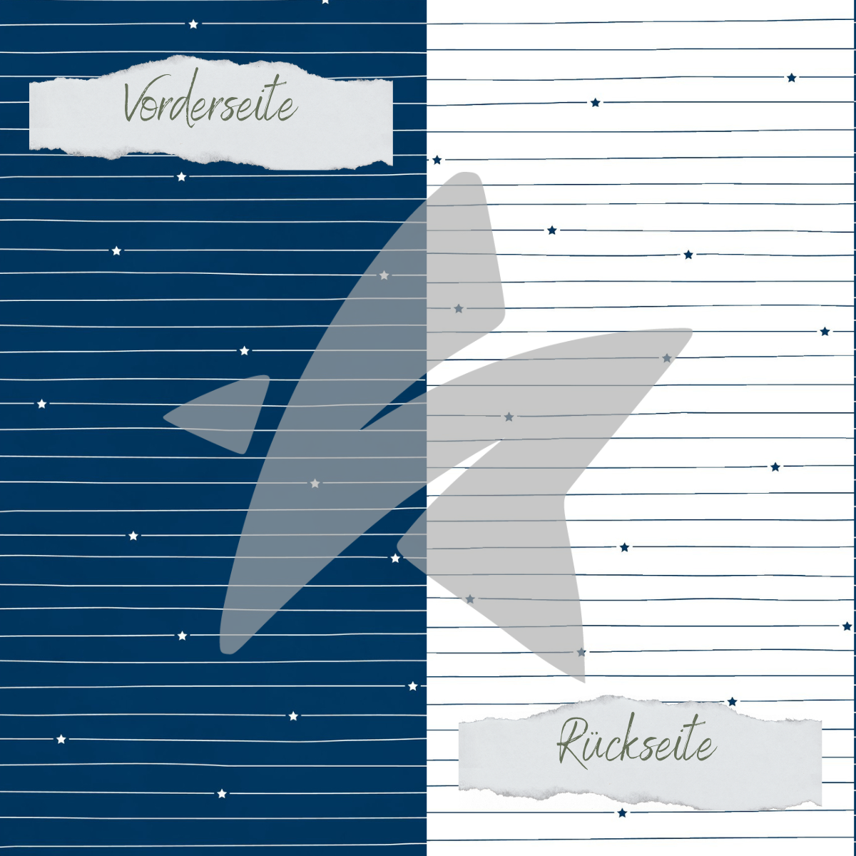 Papel de diseño - Basic - Marineblau - Doodle Linien mit Sternchen - Impreso por las dos caras