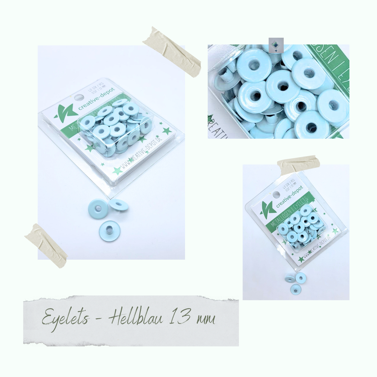 Breite Eyelets - Hellblau - 13mm