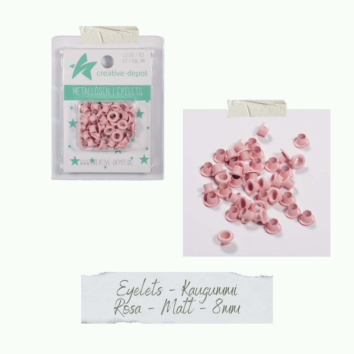 Eyelets - Kaugummi Rosa - Matt - 8 mm