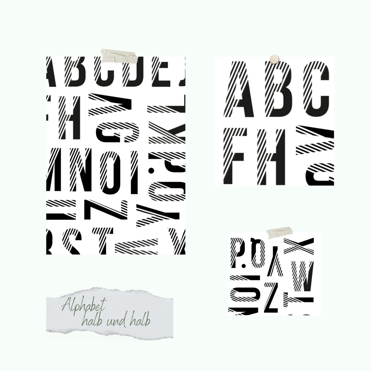 Set de sellos - Alphabet - halb und halb