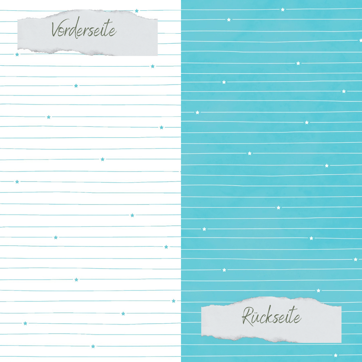 Papel de diseño - Basic - Pool - Doodle Linien mit Sternchen - Beidseitig bedruck