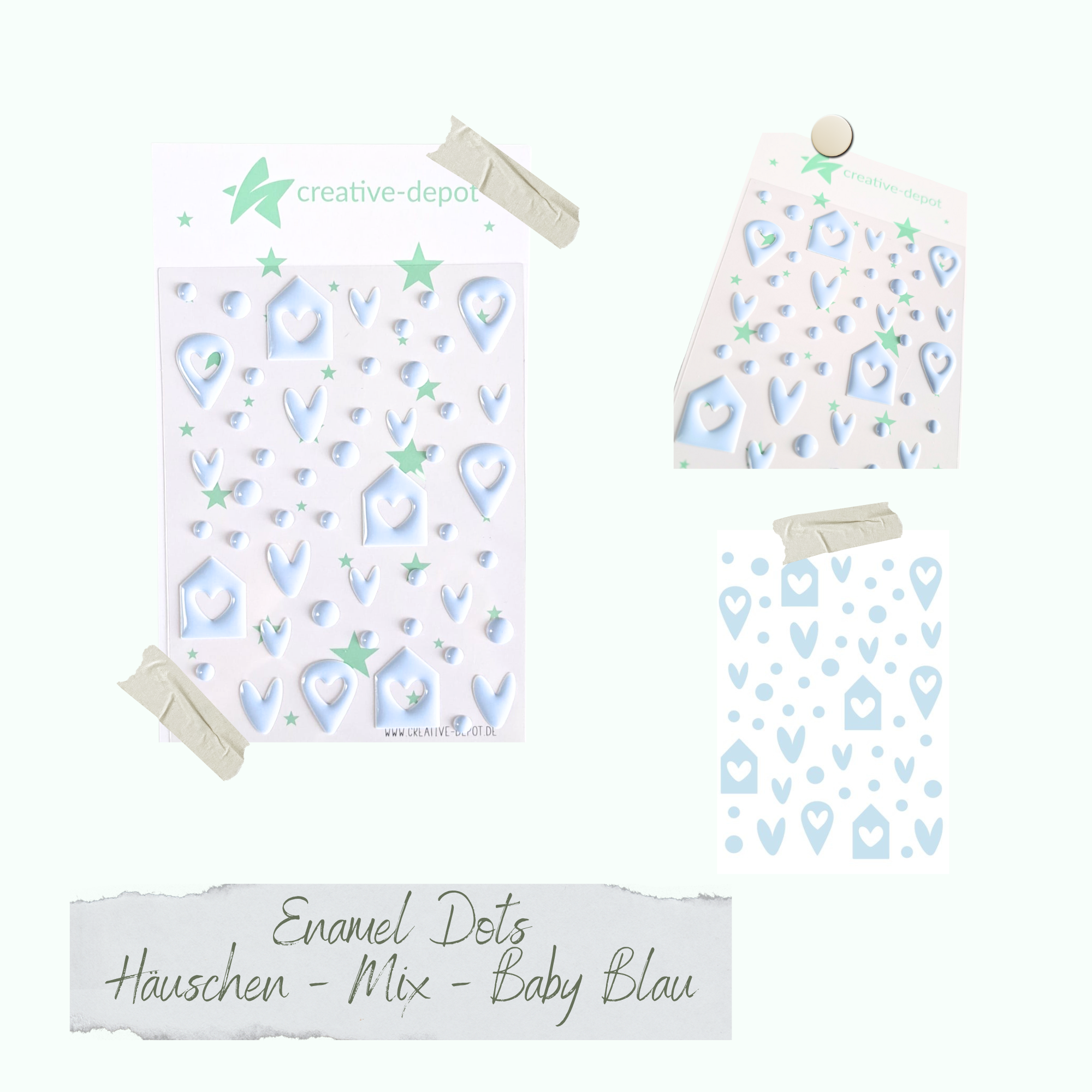 Enamel Dots - Häuschen Mix - Baby Blau