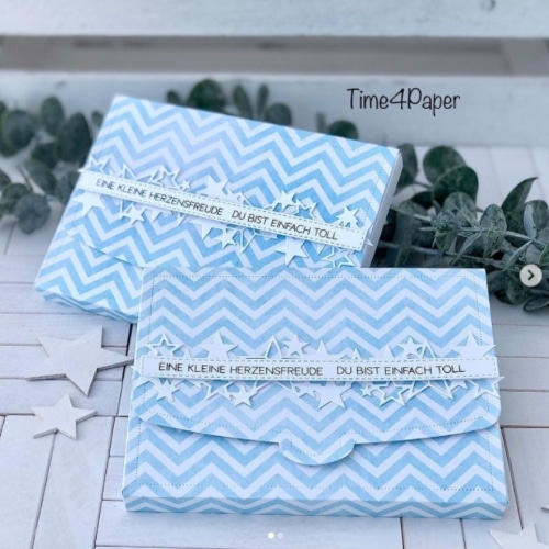 Designpapier - Aquarell - Vintage Babyblau - Chevron