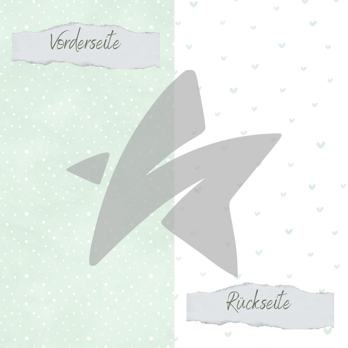 Papel de diseño - Basic - Babymint - Doodle Herzen + Sprenkel - Impreso por las dos caras