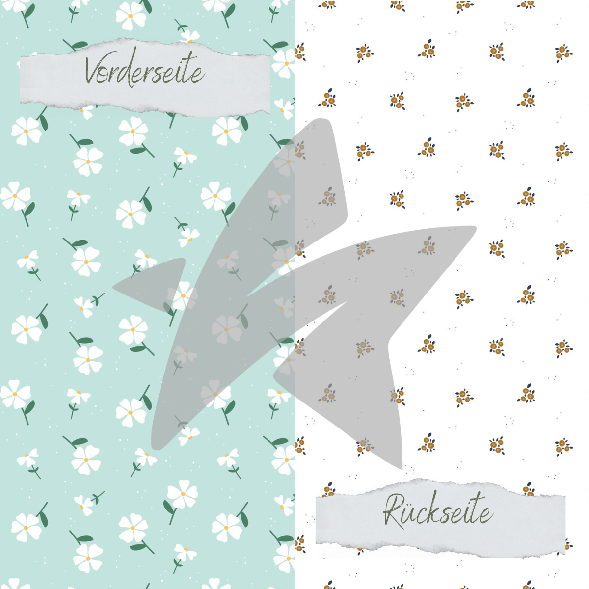 Papel de diseño - Designline - Flores azul claro - Impreso por las dos caras