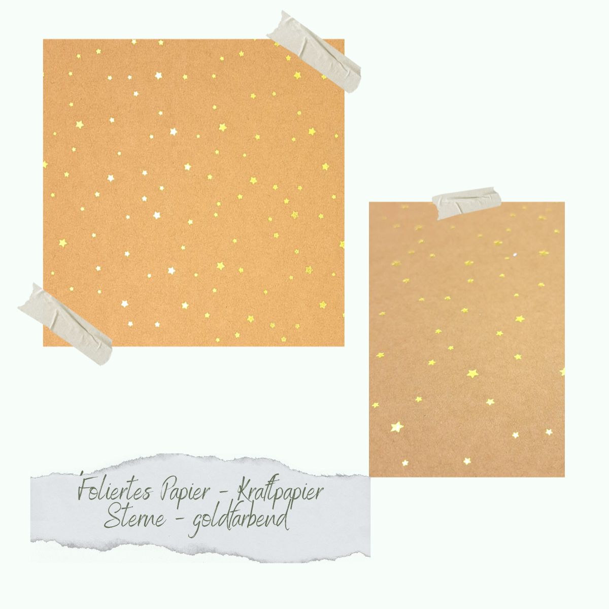 Papel metalizado - Kraftpapier - Sterne - goldfarbend