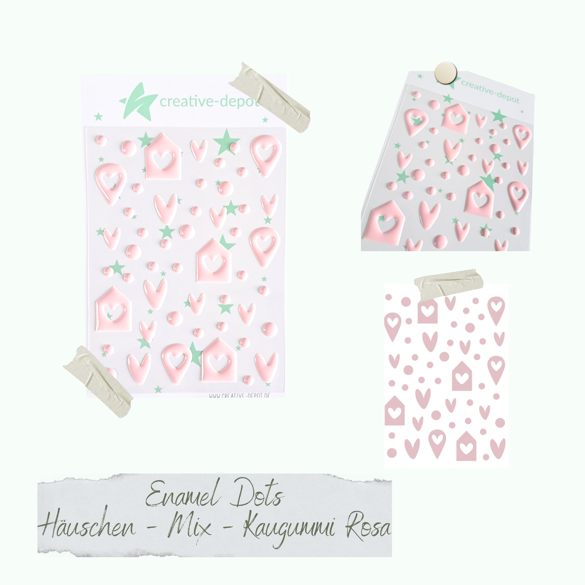 Enamel Dots - Häuschen Mix - Kaugummi Rosa