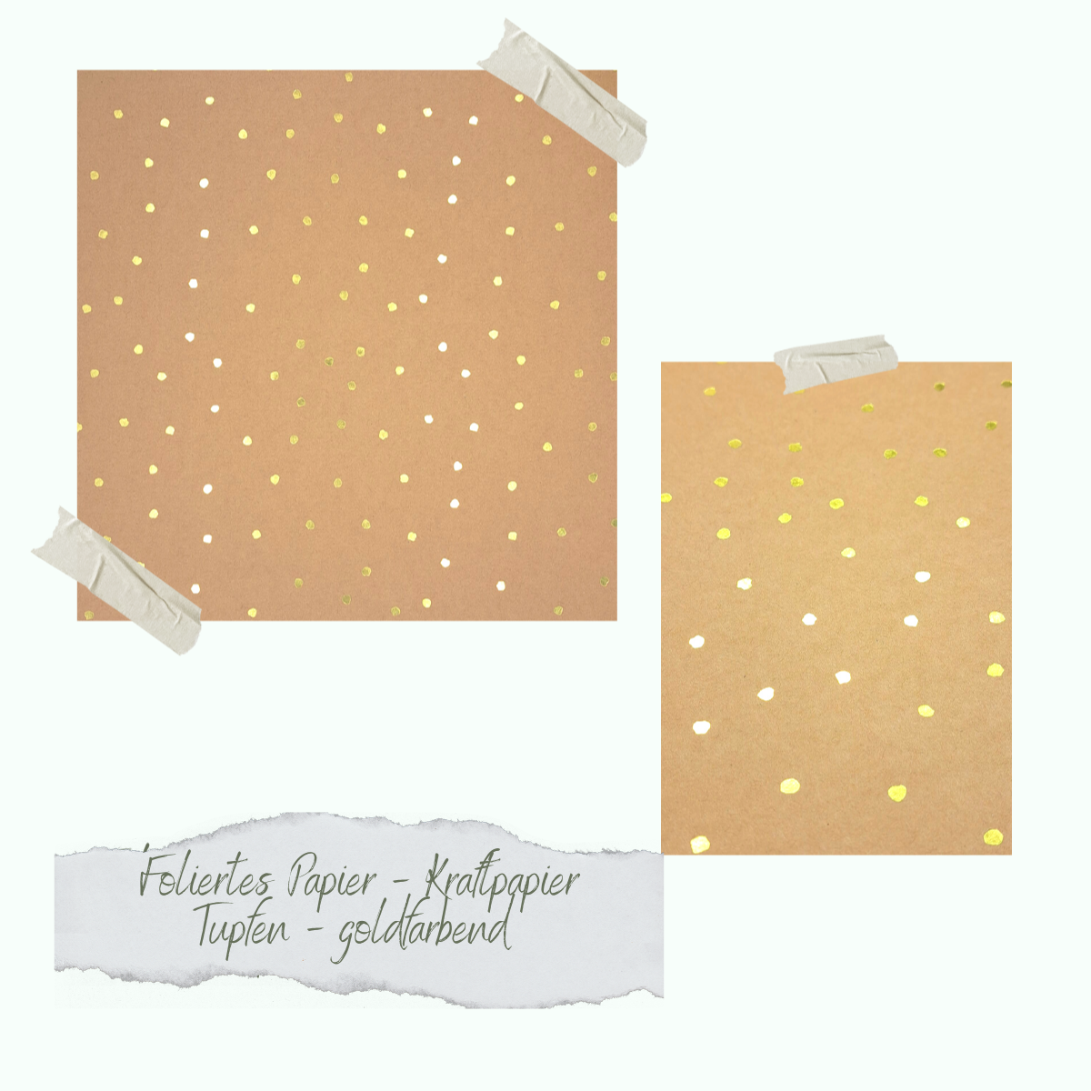 Papel metalizado - Kraftpapier - Tupfen - goldfarbend