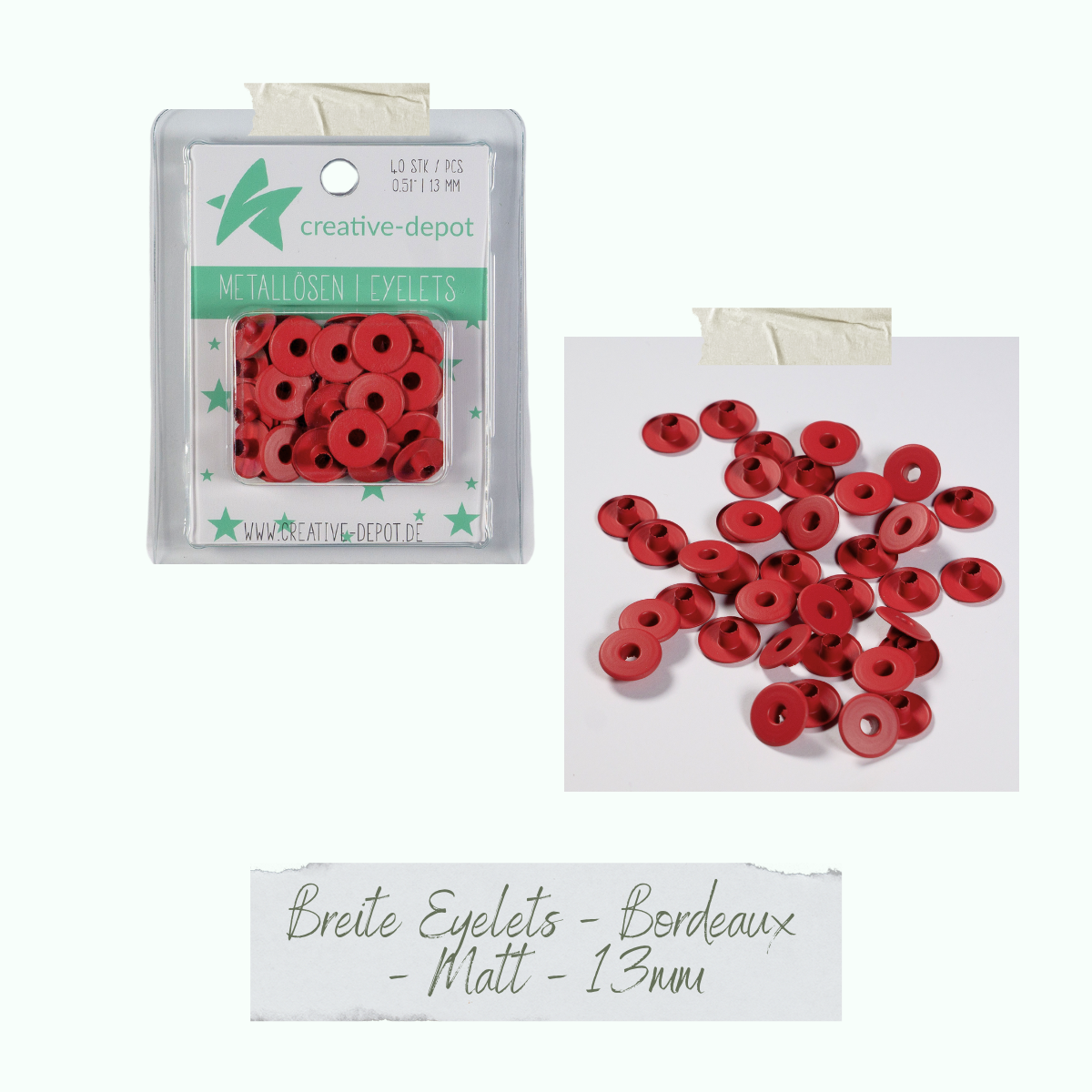  Breite Eyelets - Bordeaux - Matt  13 mm