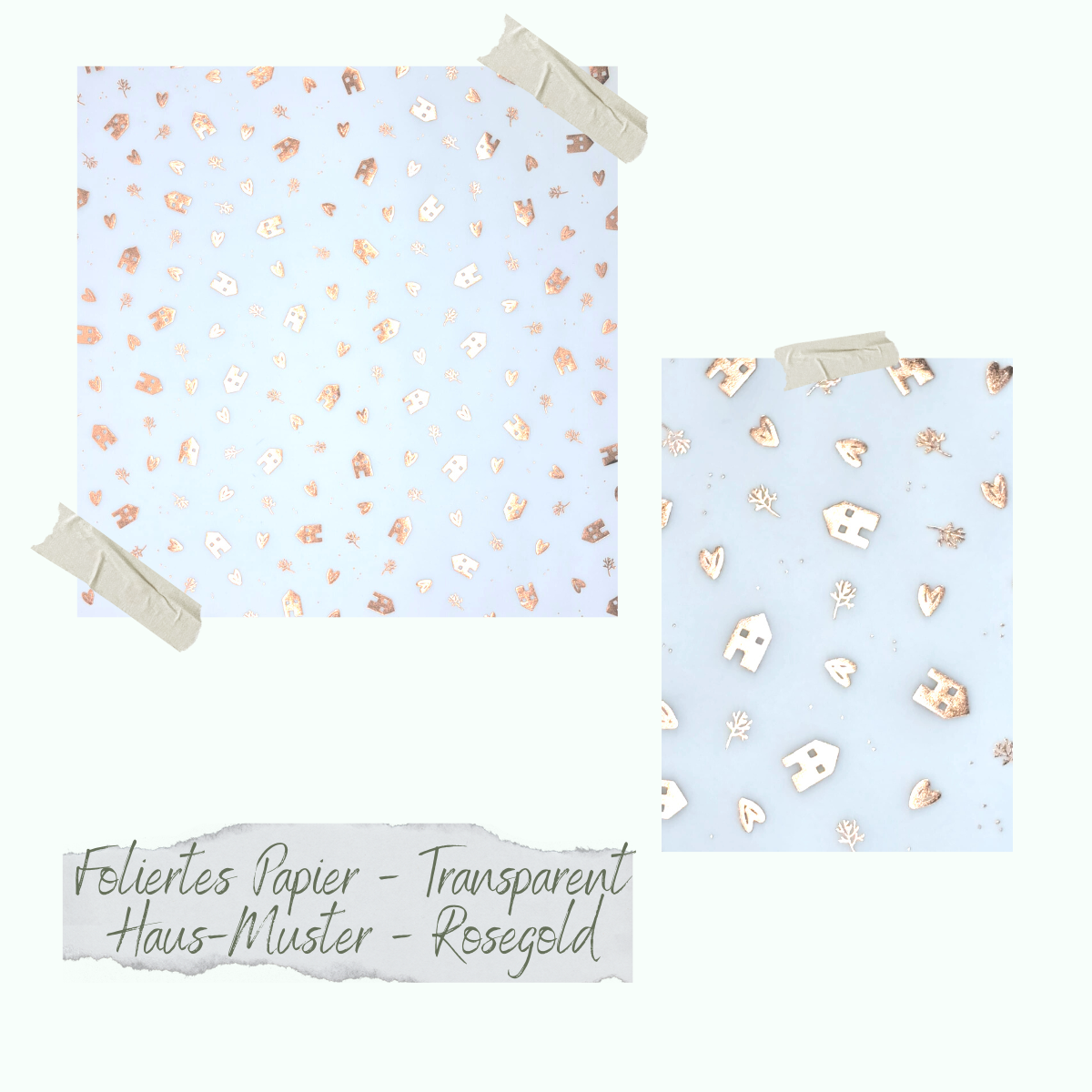 Papel metalizado - Transparent - Haus-Muster - Rosegold