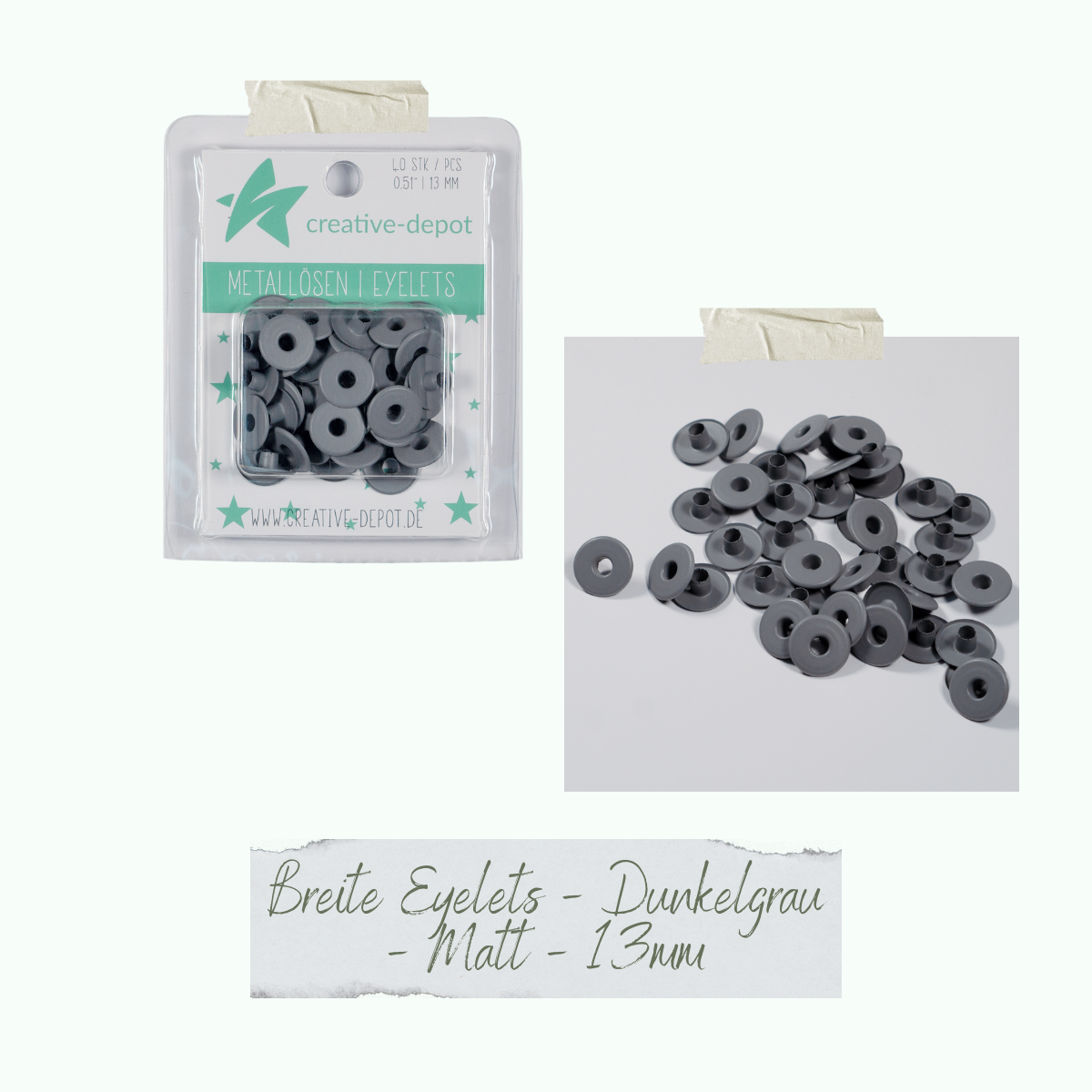 Breite Eyelets - Dunkelgrau - Matt - 13 mm