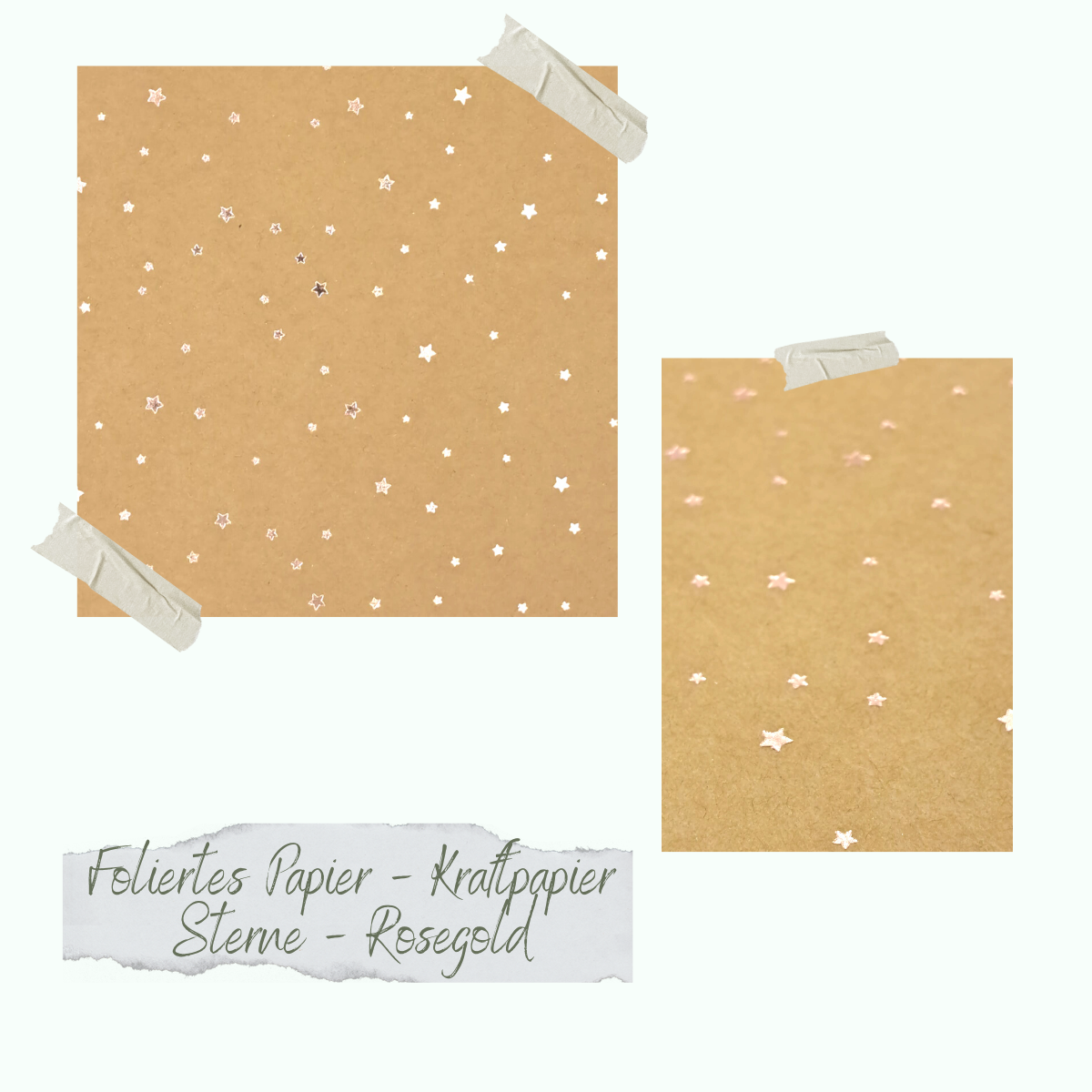 Papel metalizado - Kraftpapier - Sterne - Rosegold