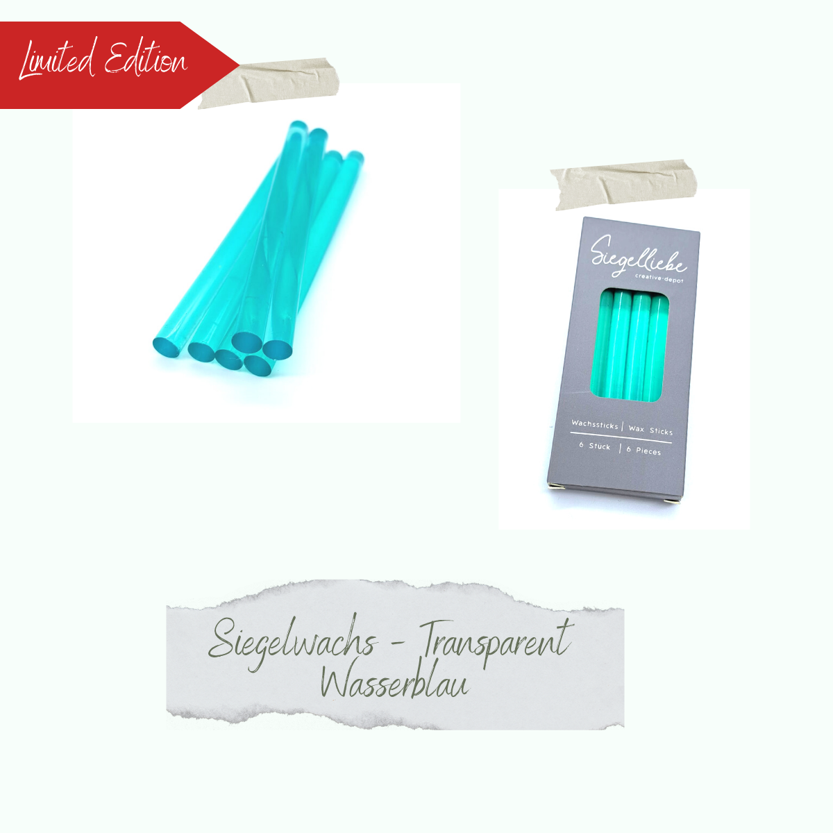 Barritas de cera - Transparent - Wasserblau - Siegelliebe