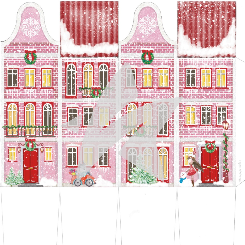 Papel de diseño - Designline - Casa de Navidad - Rojo