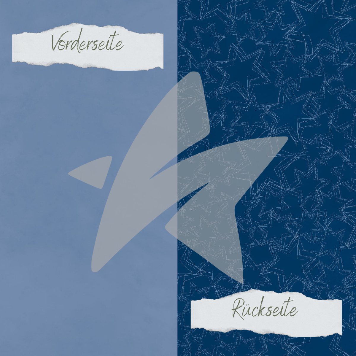 Papel de diseño - Basic - Marineblau - Doodle Sterne + Uni hell - Impreso por las dos caras