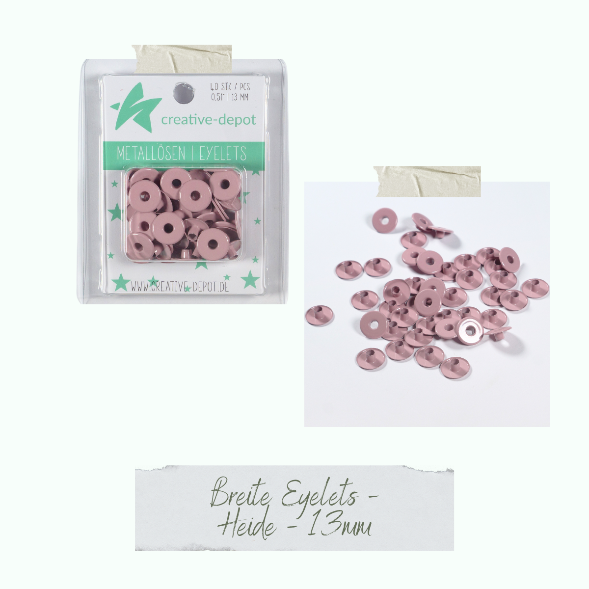 Breite Eyelets - Heide - 13 mm