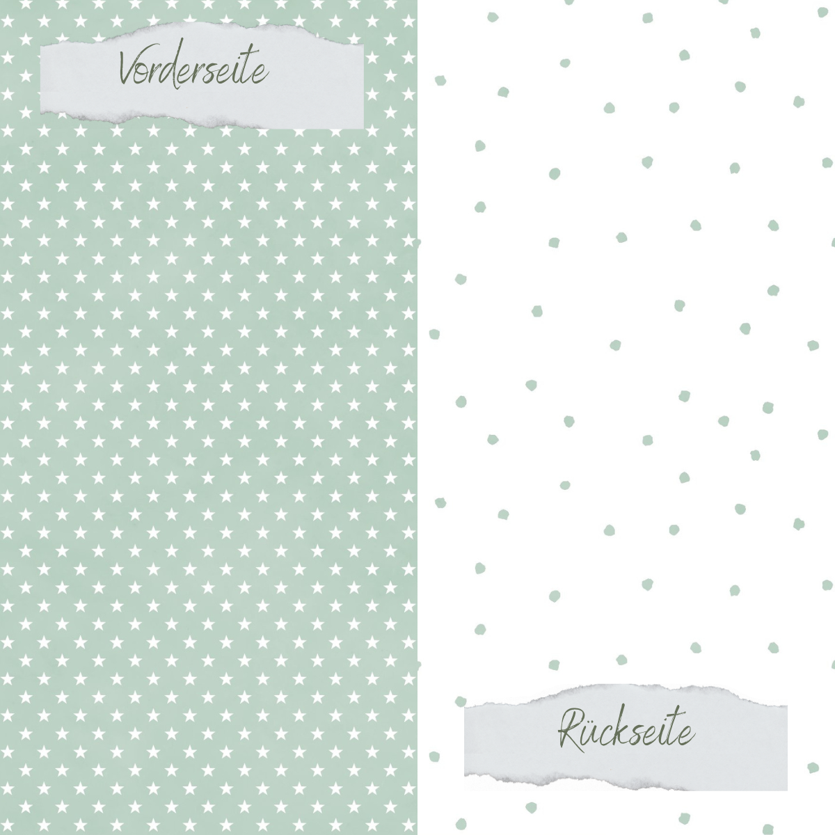 Papel de diseño - Basic - Vintage Mint - Tupfen + Sternchen - Beidseitig bedruckt