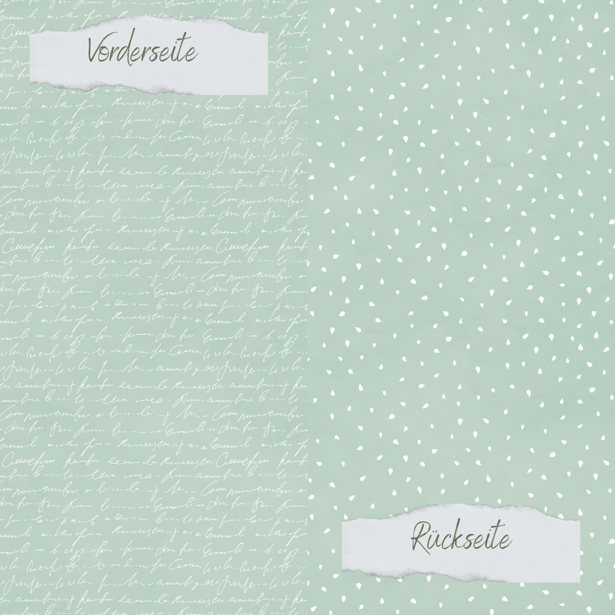 Papel de diseño - Basic - Vintage Mint - Apfelkernchen + Schrift - Doppelseitig bedruckt