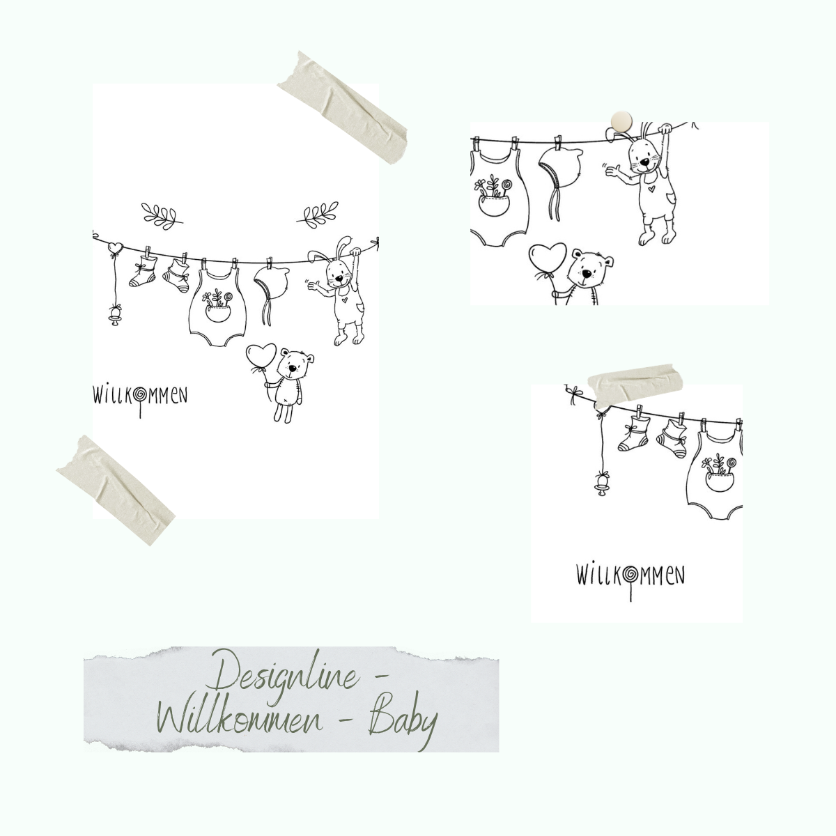 Set de sellos - Designline - Willkommen - Baby