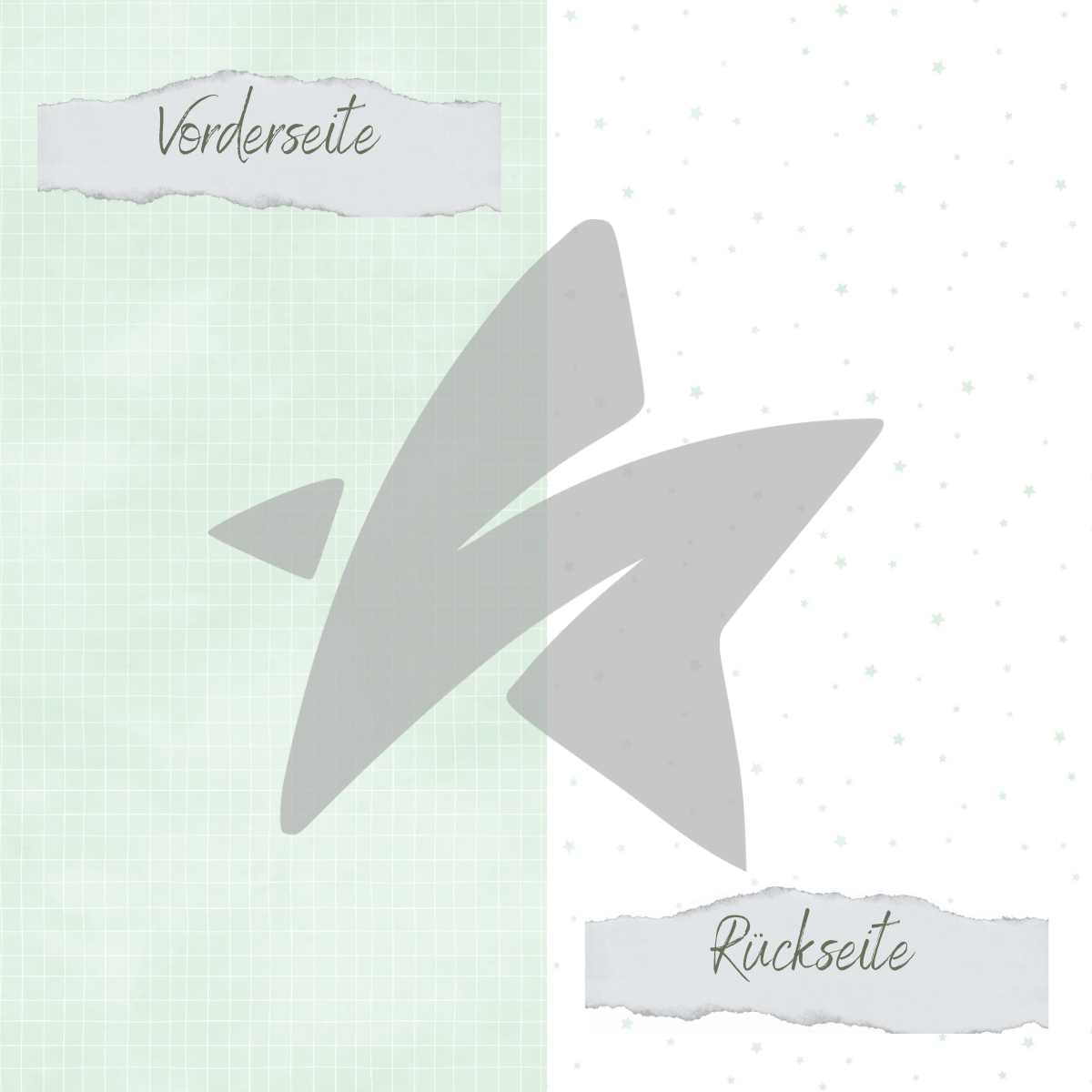 Papel de diseño - Basic - Babymint - Doodle Gitter + Sternchen - Impreso por las dos caras