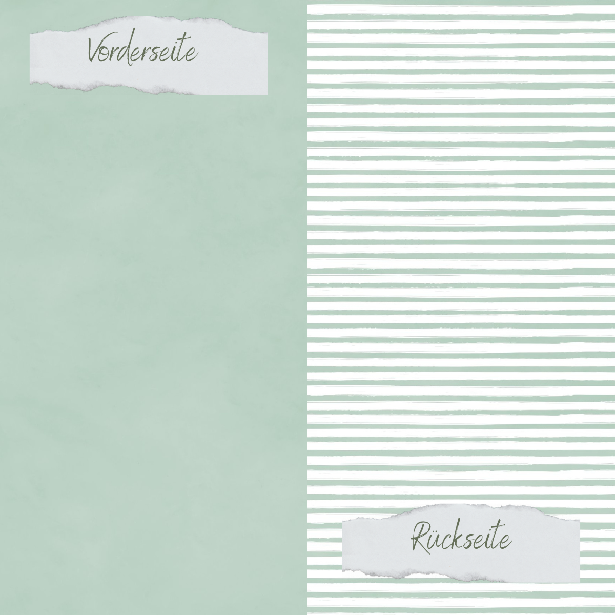 Papel de diseño - Basic - Vintage Mint - Streifen + Uni - Doppelseitig bedruckt