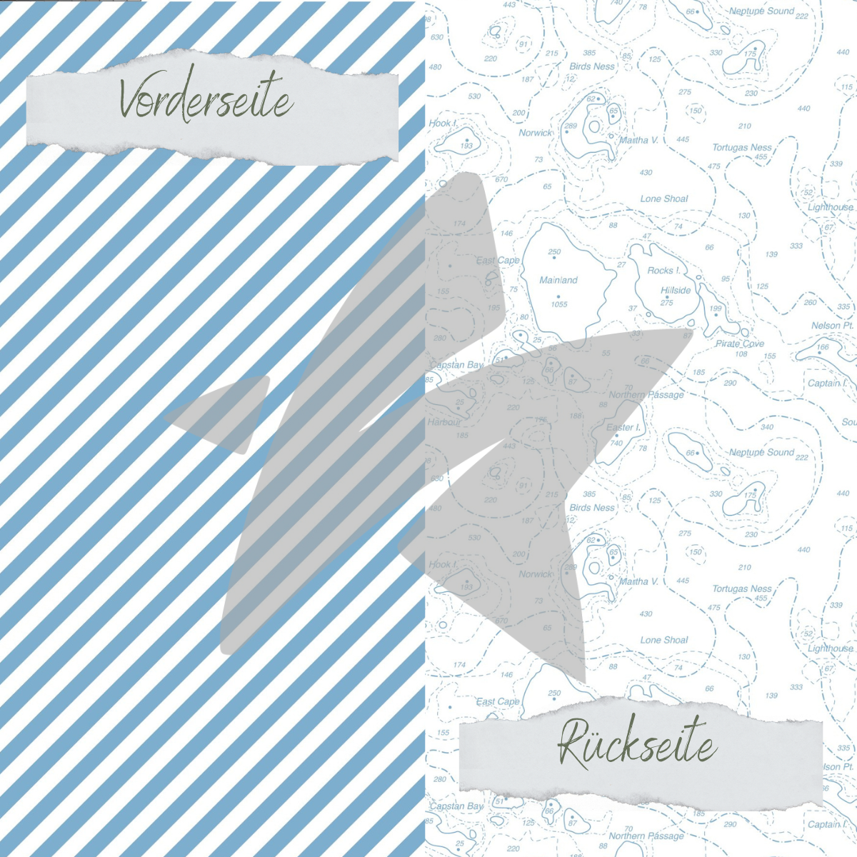 Papel de diseño - Maritimes Flair - Landkarte - Impreso por las dos caras