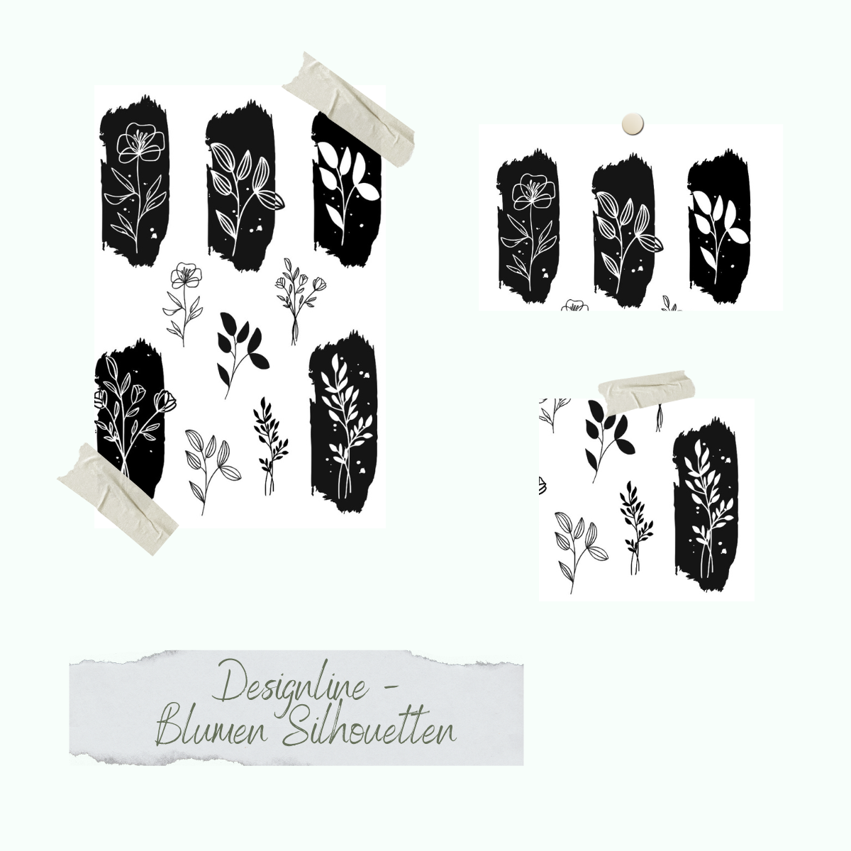 Set de sellos - Designline - Blumen Silhouetten