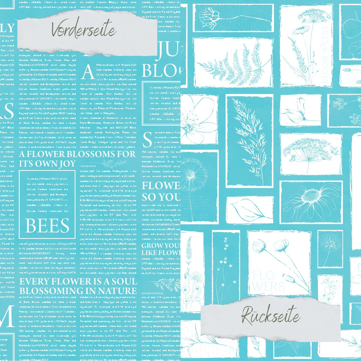 Papel de diseño - Basic - Pool - Newspaper + Wildflowers - Beidseitig bedruckt